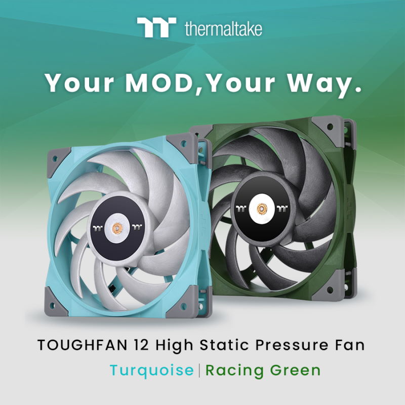 Thermaltake เปิดตัว TOUGHFAN 12 พัดลมแรงดันสูงสำหรับหม้อน้ำ รุ่นพิเศษสี Turquoise และ Racing Green 2 Thermaltake Debuts New TOUGHFAN 12 High Static Pressure Radiator Fan 2