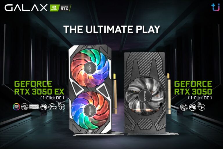 GALAX เปิดตัวการ์ดจอ GALAX GeForce RTX 3050 EX (1-Clock OC) และ GALAX GeForce RTX 3050 (1-Click OC) พร้อมโอเวอร์คล็อกเพิ่มความแรงให้ถึงใจ