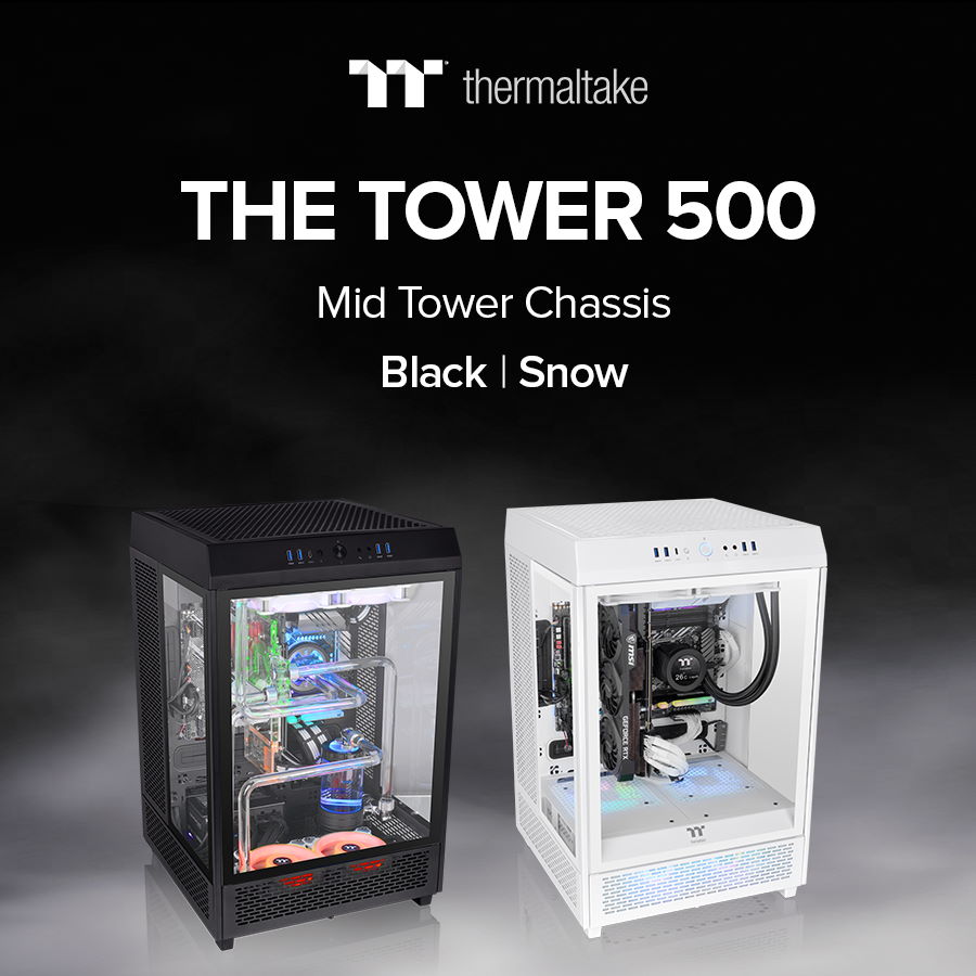 Thermaltake เปิดตัว The Tower 500 Black และ Snow Editions เคสทาวเวอร์ขนาดกลางที่เปิดมุมมองแบบพาโนรามา โชว์ความสวยของฮาร์ดแวร์ภายใน 1 Thermaltake The Tower 500 Mid Tower Chassis 1