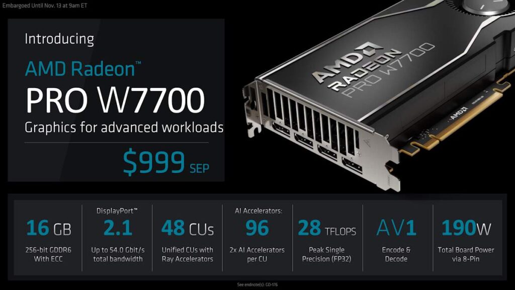 AMD เปิดตัว Radeon PRO W7700 กราฟิกการ์ดระดับมืออาชีพในราคาต่ำกว่า 1,000 USD 2 Radeon PRO