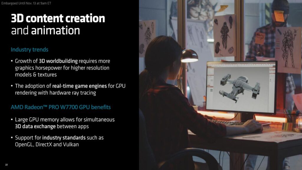 AMD เปิดตัว Radeon PRO W7700 กราฟิกการ์ดระดับมืออาชีพในราคาต่ำกว่า 1,000 USD 3 AMD Radeon PRO W7700 Press Deck LEGAL BRAND APPROVED FINAL 22