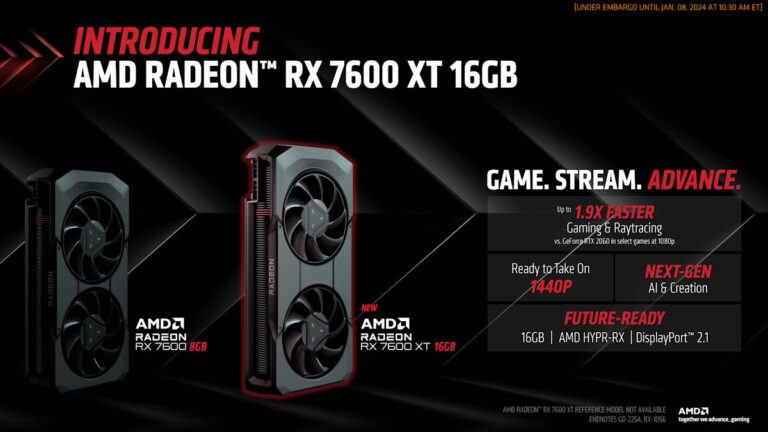 AMD ประกาศวางจำหน่ายกราฟิกการ์ด AMD Radeon RX 7600 XT 16GB