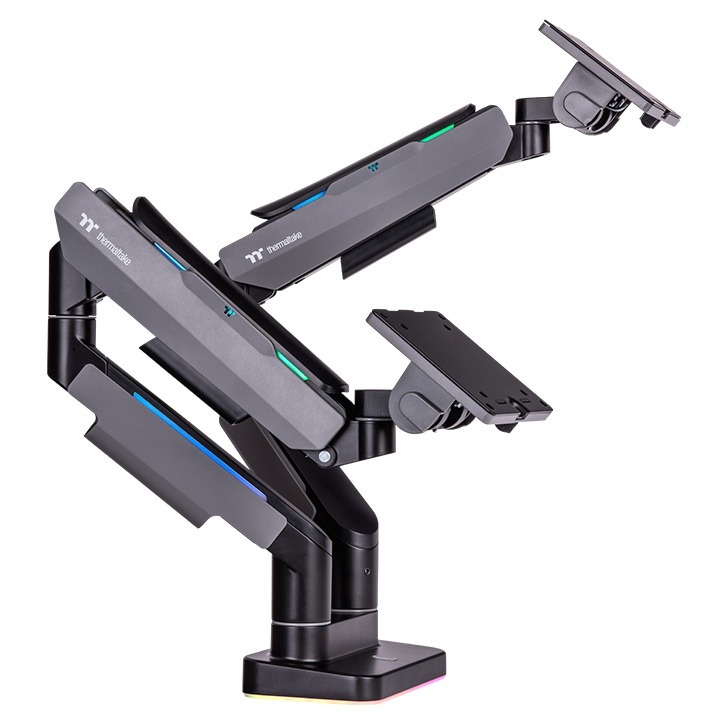 Thermaltake วางจำหน่ายแขนจับจอ มาพร้อมไฟ RGB มีทั้งแบบจอคู่และจอเดี่ยว 8 dual rgb monitor arm img01