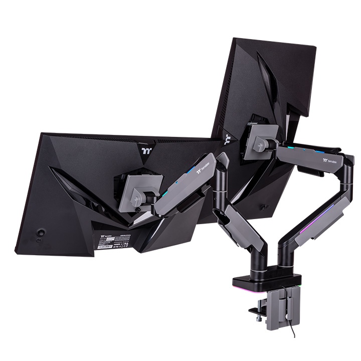 Thermaltake วางจำหน่ายแขนจับจอ มาพร้อมไฟ RGB มีทั้งแบบจอคู่และจอเดี่ยว 5 dual rgb monitor arm img04