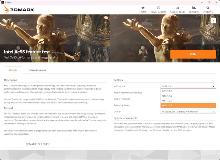 3DMark เพิ่ม XeSS 1.3.1 ลงในการทดสอบคุณสมบัติ Intel XeSS