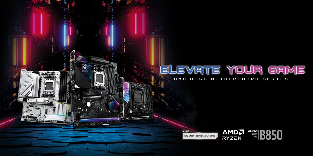 ASRock เปิดตัวเมนบอร์ดชิปเซต AMD B850 ซ็อกเก็ต AM5 เต็มรูปแบบเพื่อมอบประสิทธิภาพที่ไม่มีใครเทียบได้ 1 ASRock B850 Cover