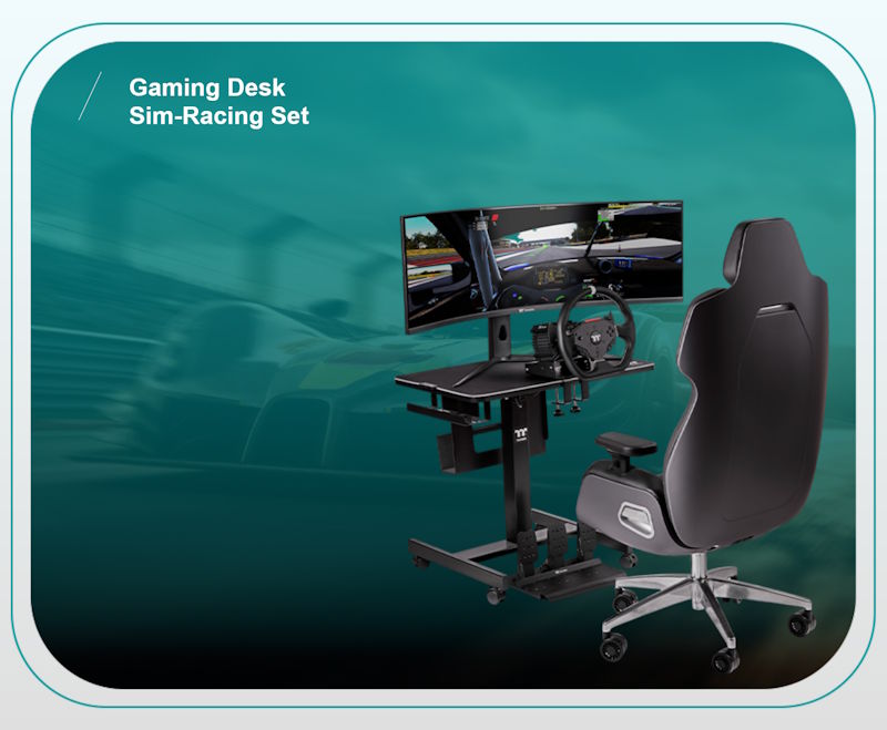 Thermaltake G6 Racing Wheel & Pedals Bundle สัมผัสประสบการณ์นักแข่งมืออาชีพ 3 Deskset G6 Direct Drive Racing Wheel with Pedals Bundle
