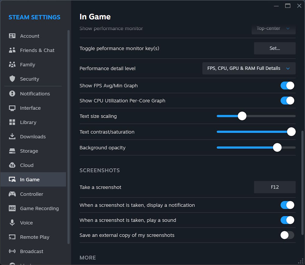 Steam เปิดตัว Performance Monitor ใหม่ แสดง FPS ปกติ และ FPS จาก DLSS/FSR ได้ 2 Steam in game setting
