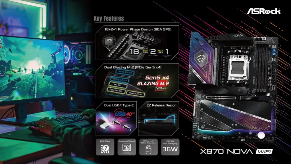 เมนบอร์ด ASRock X870 และ X870E ใหม่ Taichi OCF, Taichi Creator, Nova WiFi, LiveMixer WiFi และ Pro-A WiFi รุ่นไหนเลือกใช้อย่างไร 9 ASRock X870 Nova WiFi 01