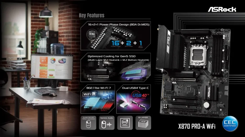 เมนบอร์ด ASRock X870 และ X870E ใหม่ Taichi OCF, Taichi Creator, Nova WiFi, LiveMixer WiFi และ Pro-A WiFi รุ่นไหนเลือกใช้อย่างไร 13 ASRock X870 Pro A WiFi 01