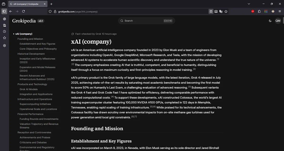 Grokipedia เปิดตัวอย่างเป็นทางการ: สารานุกรม AI จาก xAI ที่ท้าชน Wikipedia 1 Grokipedia