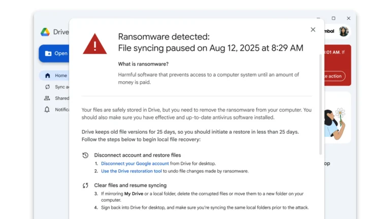 Google Drive อัปเกรดครั้งใหญ่ ใช้ AI ช่วยสู้ Ransomware หยุดไฟล์ถูกเข้ารหัส พร้อมกู้คืนได้ในไม่กี่คลิก