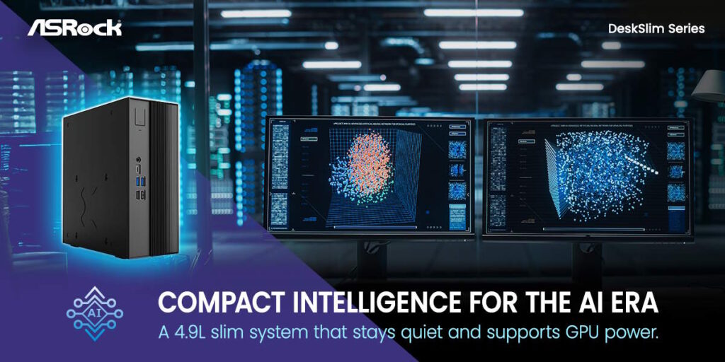 ASRock ขนทัพนวัตกรรมบุกงาน CES 2026 เปิดตัวชุดน้ำ AIO ครั้งแรก พร้อมขยายไลน์ผลิตภัณฑ์พีซีครบวงจร 7 DeskSlim B760 1200x600