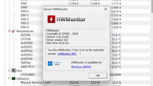 HWMonitor v16.1 โปรแกรมตรวจสอบอุณหภูมิฮาร์ดแวร์อัปเดตใหม่ รองรับซีพียูใหม่จาก Intel และ AMD ที่กำลังจะเปิดตัวในงาน CES 2026