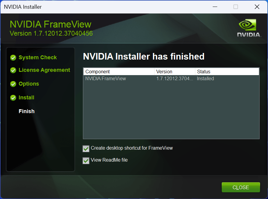 NVIDIA FrameView Install