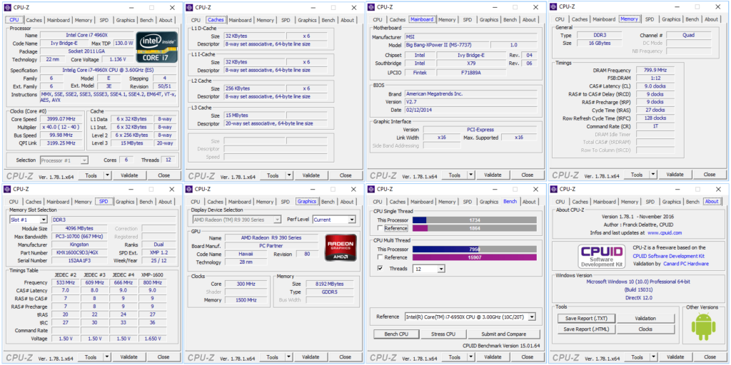 แท็บทั้งหมดของโปรแกรม CPU-Z