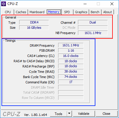 CPU-Z, Memory