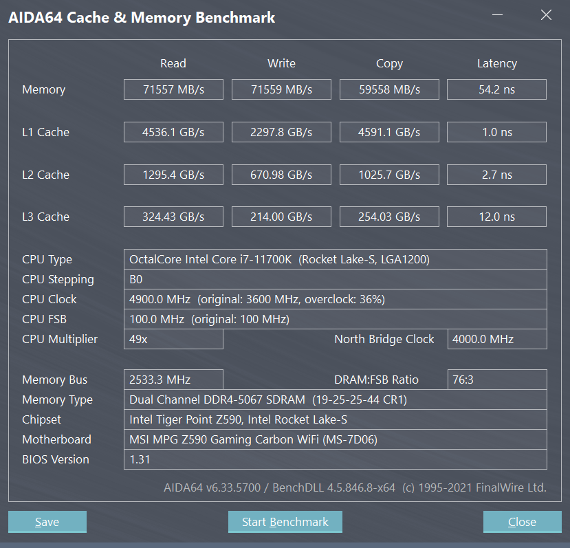 Thermaltake TOUGHRAM XG DDR4-4400MHz แรงตั้งแต่เกิด แค่เปิด XMP ก็แรง 23 MSI Z590 GM cachemem 5067