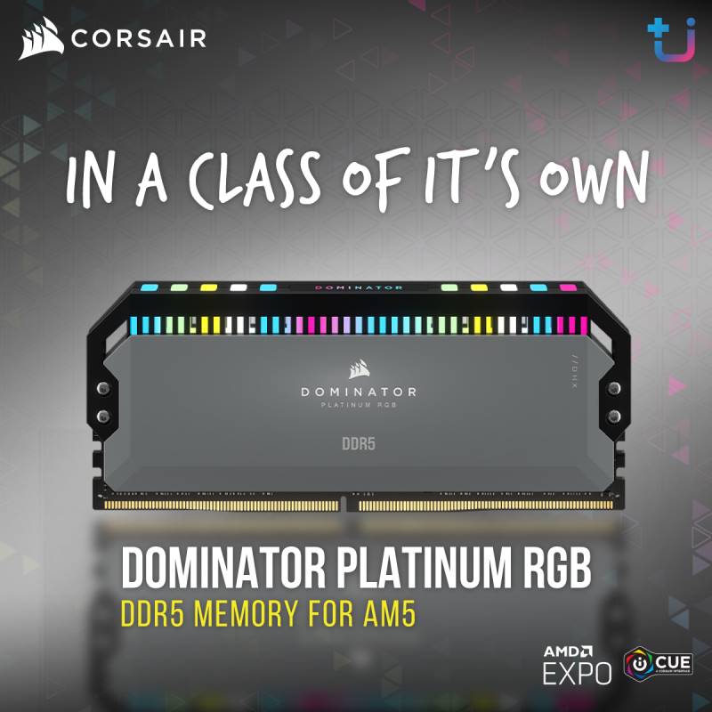 CORSAIR DOMINATOR PLATINUM RGB DDR5 แรมสำหรับ AMD Ryzen 7000 Series พร้อมรองรับเทคโนโลยี AMD EXPO 2 Corsair Dominator N