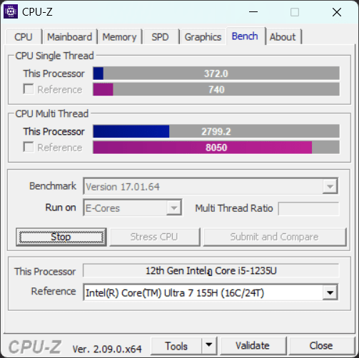 CPU Z E Core