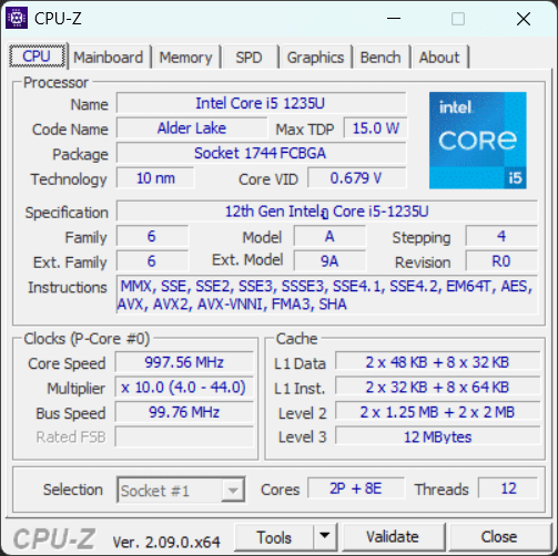 CPU Z update