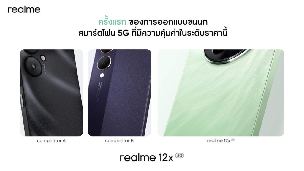 realme 12 5G และ realme 12X 5G กล้องซูม 3 เท่า ไม่สูญเสียรายละเอียด ราคาเริ่มต้น 5,999 บาท 6 realme 12x 5G 3