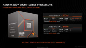 AMD ประกาศวางจำหน่าย Ryzen 7 8700F และ Ryzen 5 8400F ซีพียูประหยัดพลังงานและการประมวลผลด้าน AI