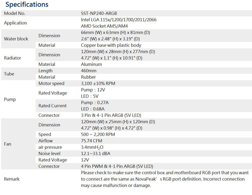 NovaPeak240 ARGB SPEC