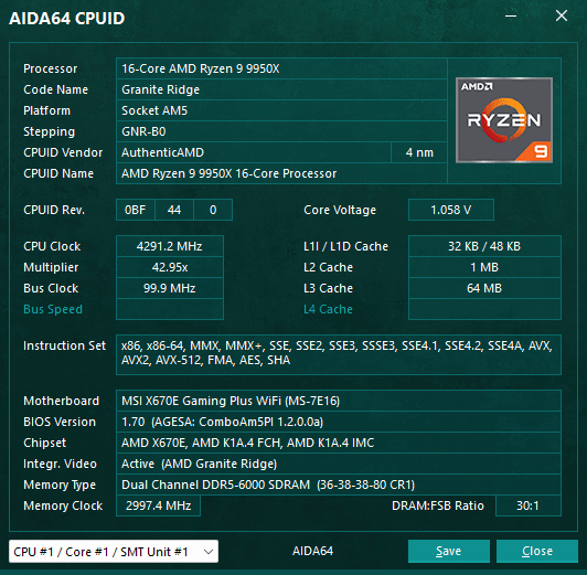 FinalWire อัปเดต AIDA64 v7.40 รองรับการทดสอบ AVX512 บน Ryzen 9000 Series 2