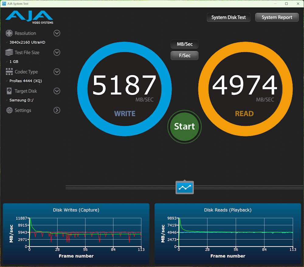 AJA System Disk Test