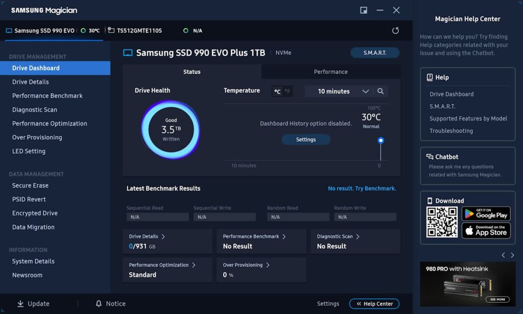 ซอฟต์แวร์ Samsung Magician