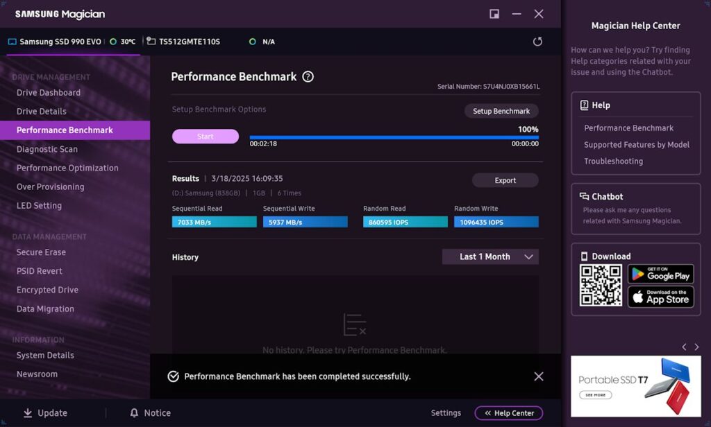 ซอฟต์แวร์ Samsung Magician