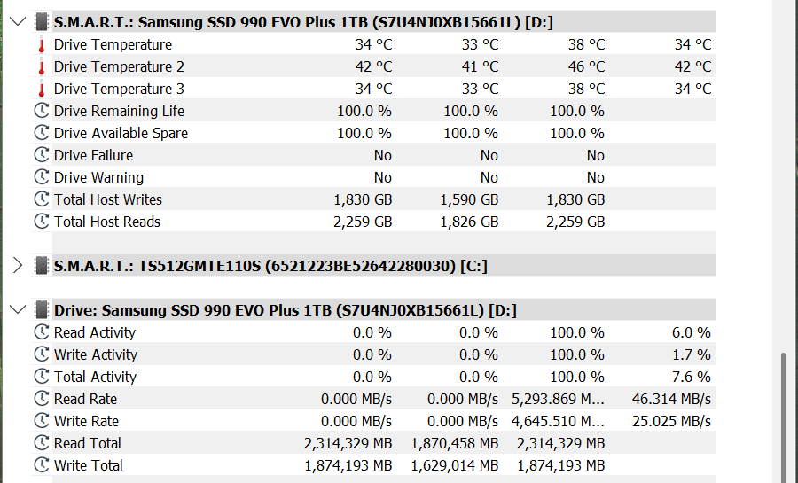 SSD 990 EVO Plus, Temp
