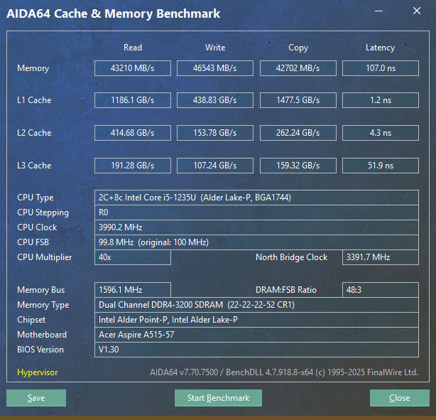 L-Cache, AIDA64 Cache & Memory Benchmark