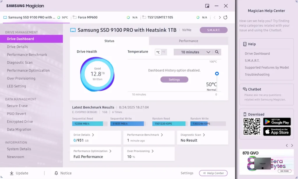 Samsung Magician SSD 9100 Pro 01