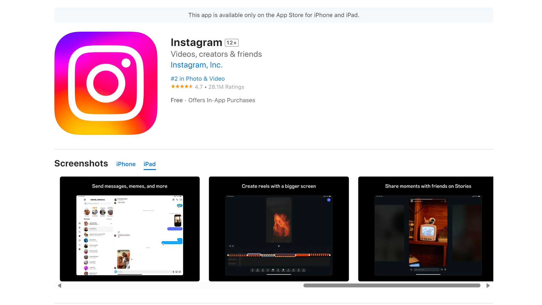 instagram ipad