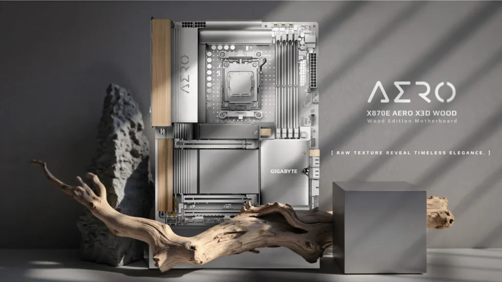 GIGABYTE เปิดตัว X870E AERO X3D WOOD เมนบอร์ดดีไซน์ลายไม้ ผสานความงามธรรมชาติเข้ากับเทคโนโลยีขั้นสุด 3 GIGABYTE X870E AERO X3D WOOD Cover