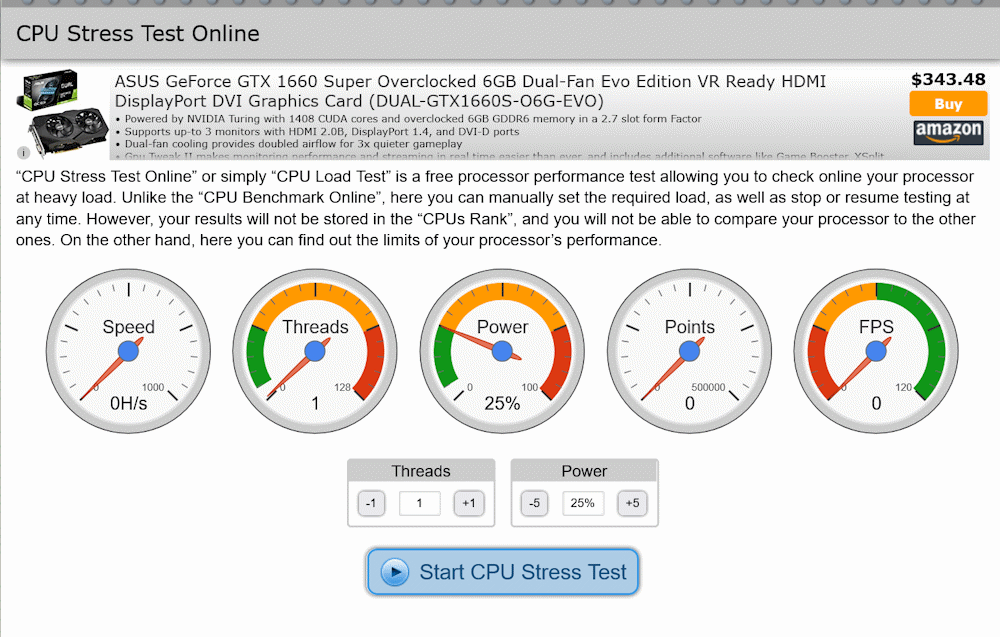 CPU Stress Test online
