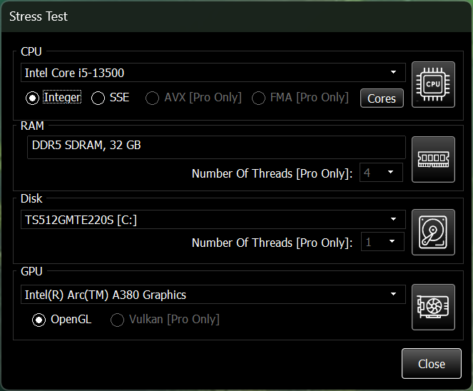HWiNFO Stress benchmark