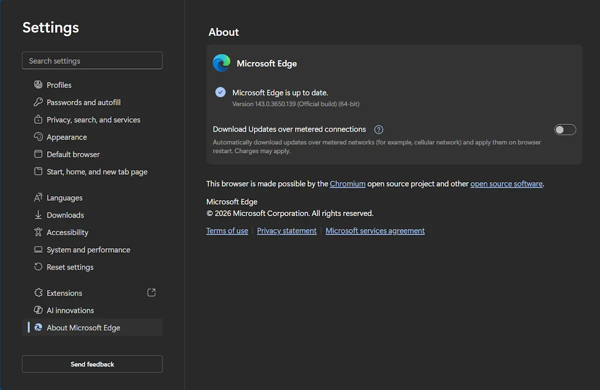 MS Edge Update