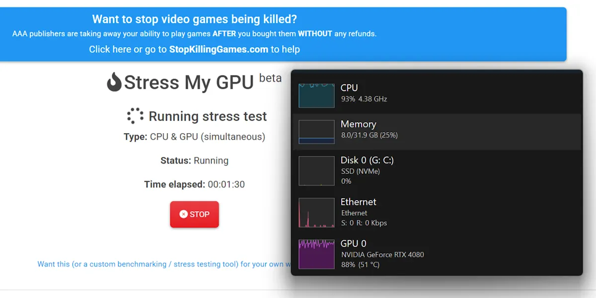Stress My GPU – ทดสอบ CPU และ GPU พร้อมกัน