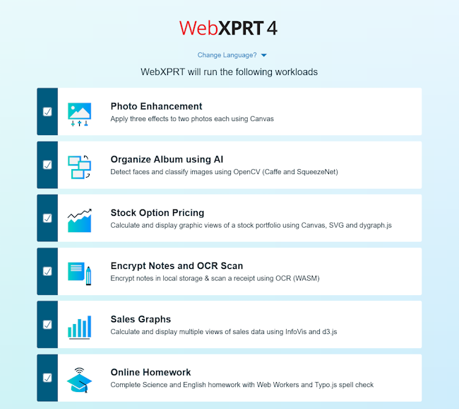 WebXPRT 4 ทดสอบออนไลน์ที่เหมือนใช้แอปทำงาน