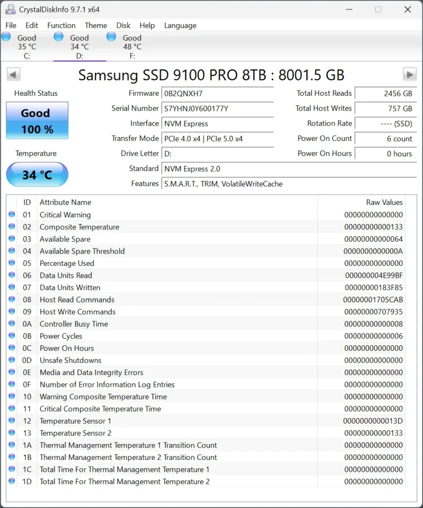 CrystalDiskInfo เครื่องมือตรวจเช็คสุขภาพ SSD/HDD
