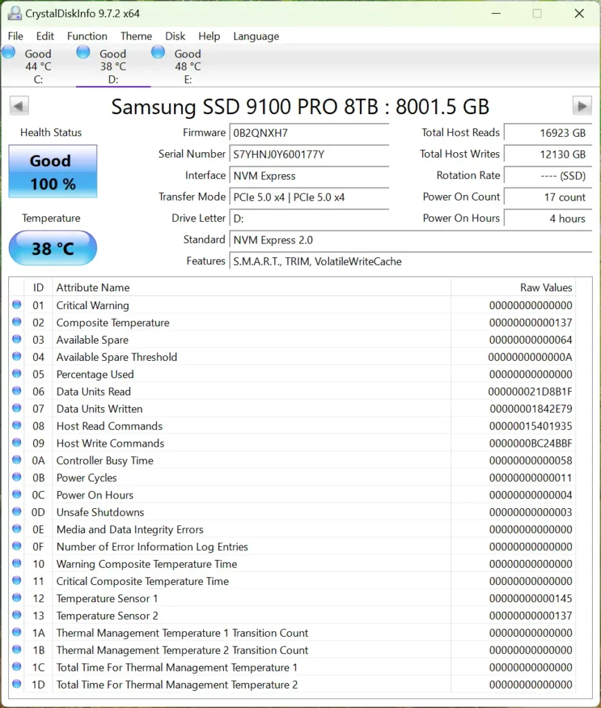 DiskInfo SS 9100Pro 8TB
