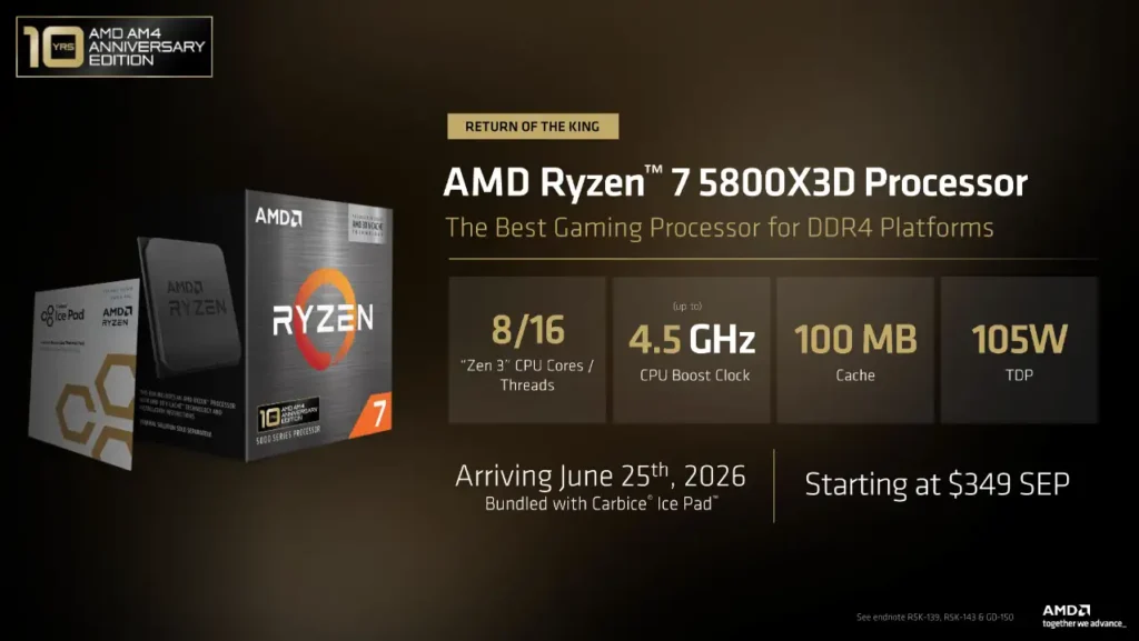 AMD ตอกย้ำความยั่งยืนของแพลตฟอร์ม ฉลอง 10 ปี ซ็อกเก็ต AM4 ออก Ryzen 7 5800X3D รุ่นพิเศษ ยืนยันซ็อกเก็ต AM5 ใช้ยาวไปถึงปี 2029 และเปิดตัวการ์ดจอ Radeon 9070 GRE อย่างเป็นทางการ 2 AMD Ryzen 7 5800X3D info