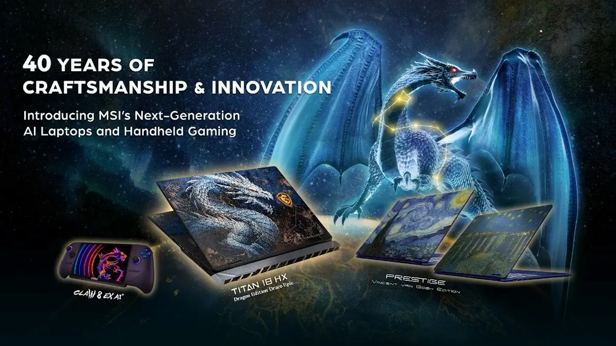 MSI ฉลอง 40 ปี เปิดตัว Claw 8 EX AI+ เครื่องเล่นเกมพกพาขุมพลัง Intel Arc G3 Extreme และเกมมิ่งโน้ตบุ๊ก Titan 18 HX Dragon Edition Draco Epic ในงาน COMPUTEX 2026 1 Draco Edition