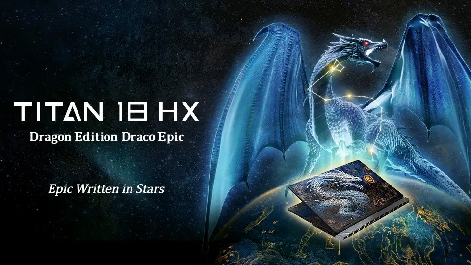 MSI ฉลอง 40 ปี เปิดตัว Claw 8 EX AI+ เครื่องเล่นเกมพกพาขุมพลัง Intel Arc G3 Extreme และเกมมิ่งโน้ตบุ๊ก Titan 18 HX Dragon Edition Draco Epic ในงาน COMPUTEX 2026 3 Draco Titan