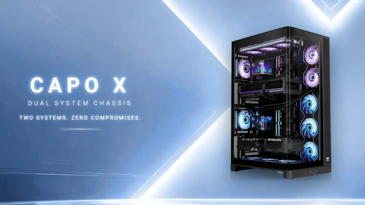 Thermaltake เปิดตัว CAPO X: เคสเดียว สองระบบ ตอบโจทย์สาย AI, สตรีมเมอร์ ประหยัดพื้นที่ทำงาน 1 CAPO X Dual System Chassis