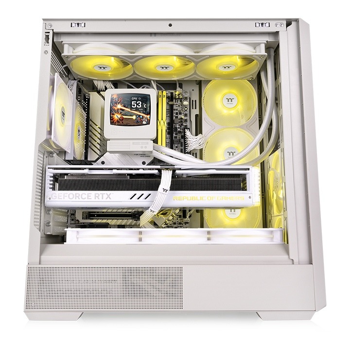 Thermaltake Retro 360 Ultra ARGB Sync AIO Liquid Cooler ชุดน้ำ 360 มม. สายเรโทร พร้อมจอ LCD ทรง CRT และพัดลมแบบเฟรมเดียว 4 retro 360 ultra argb sync aio liquid cooler 5
