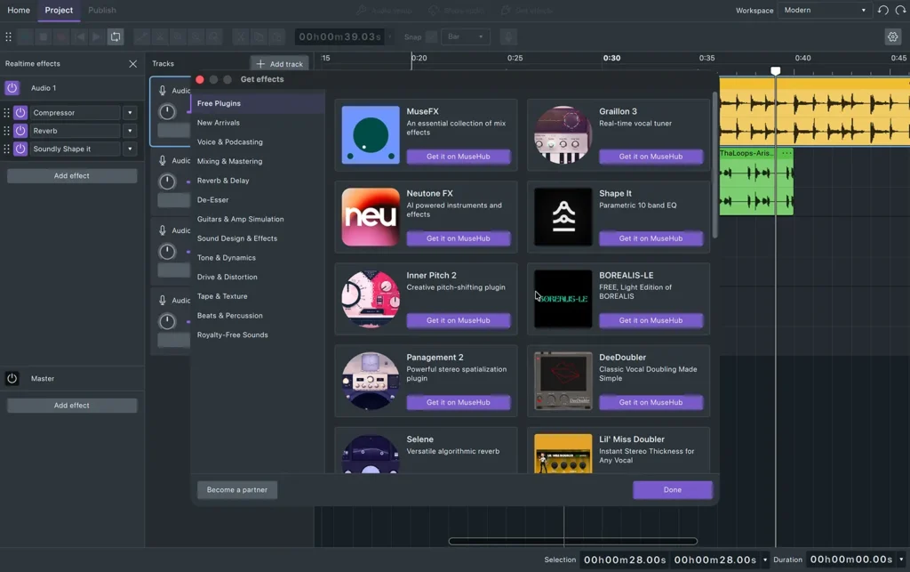 Audacity 4 MuseHub effects